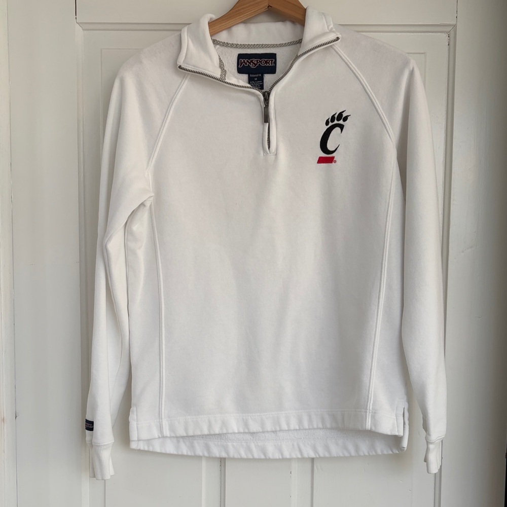 Jansport Women’s White Quarter-Zip  Univ. of Cincinnati ‘C’ Logo Size Medium